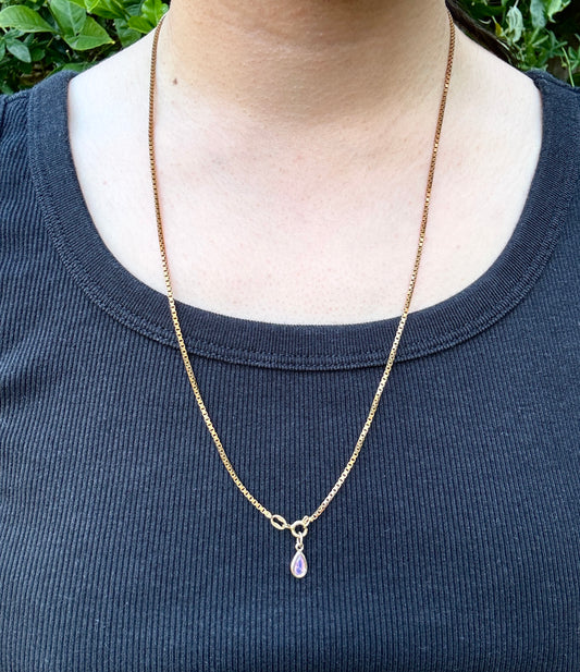 Custom handmade 9ct yellow gold pear cut 0.45ct natural pink sapphire bezel set pendant