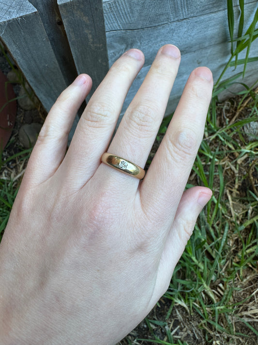 Vintage Austrian 14ct yellow gold 0.16ct old mine cut diamond gypsy ring