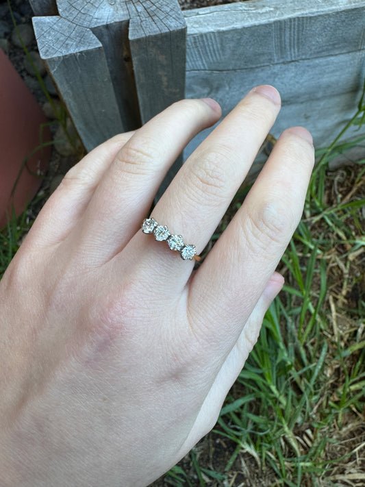 Antique 18ct yellow gold four stone 0.7ct TCW old European cut diamond ring