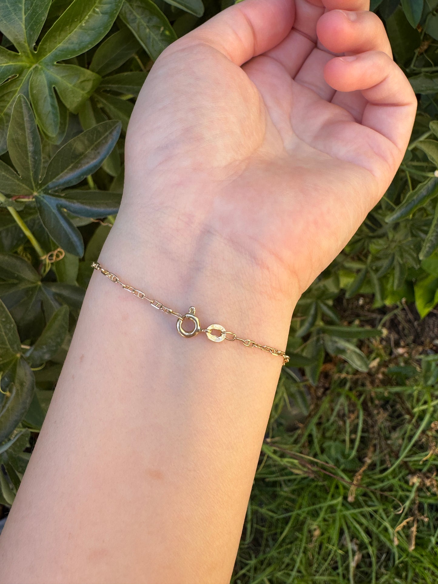 Vintage Italian 9ct yellow gold mariner link bracelet, 19cm / 7.5 inches long