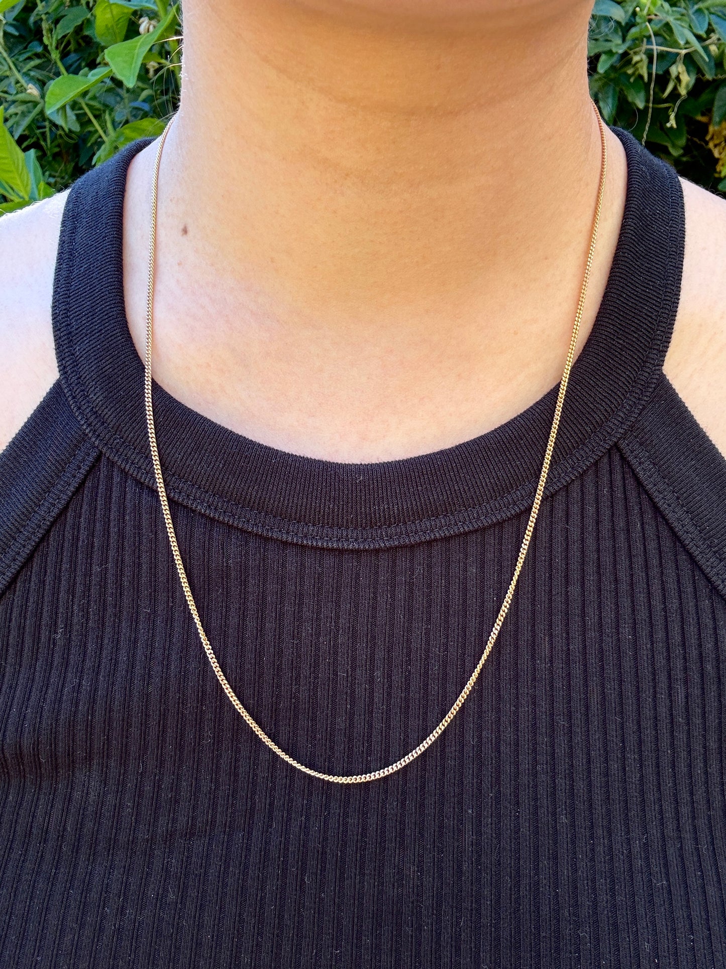 Vintage Italian 9ct yellow gold curb link chain, 56cm / 22 inches long