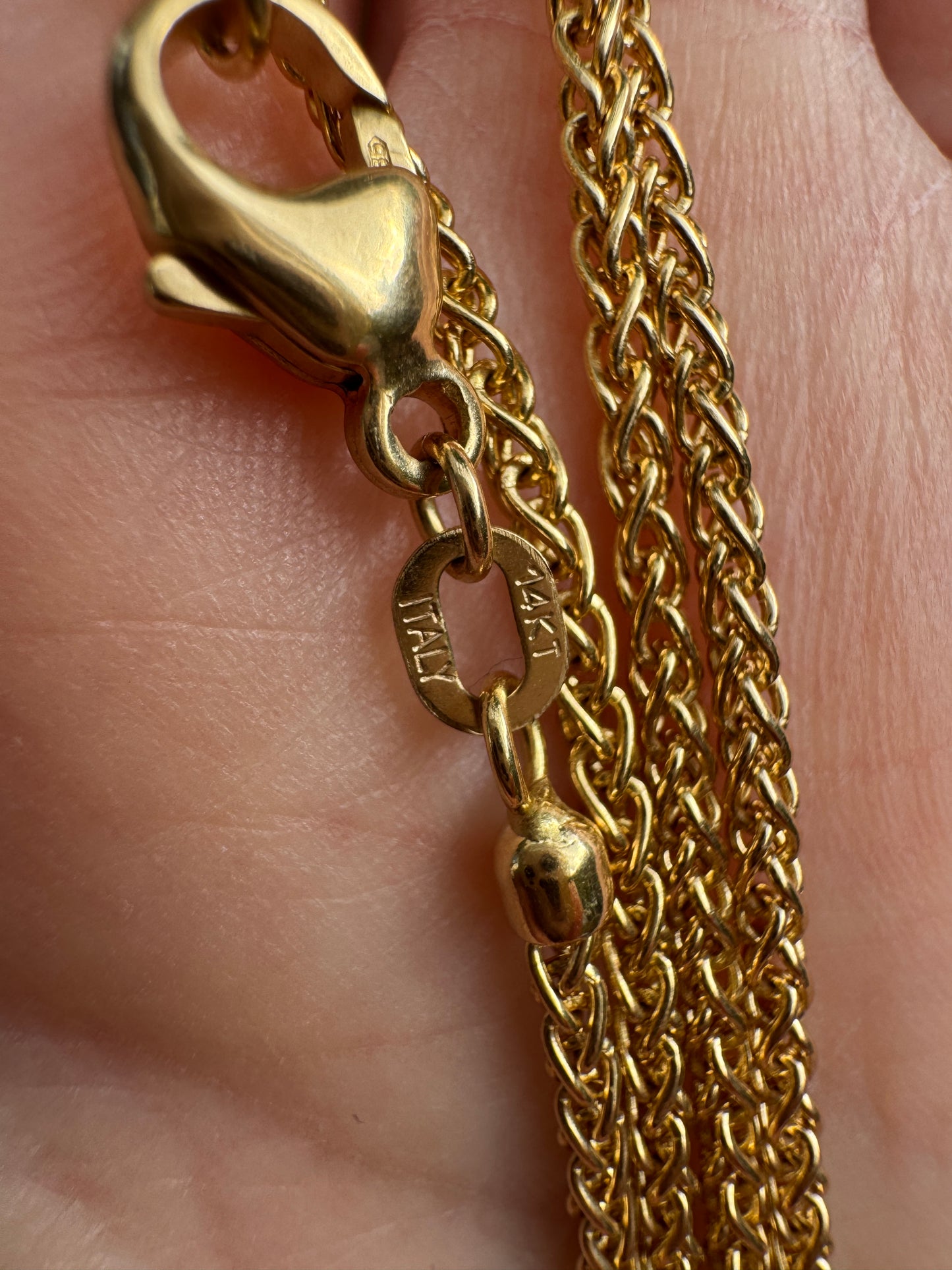 Vintage Italian 14ct yellow gold foxtail chain, 42.5cm / 16.73 inches long