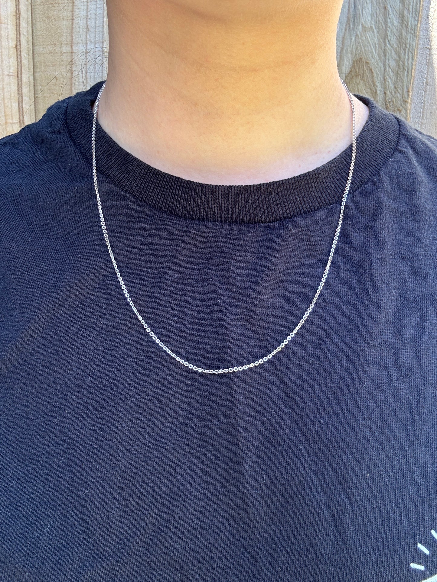 Vintage Italian 9ct white gold cable link chain, 50cm / 19.7 inches long