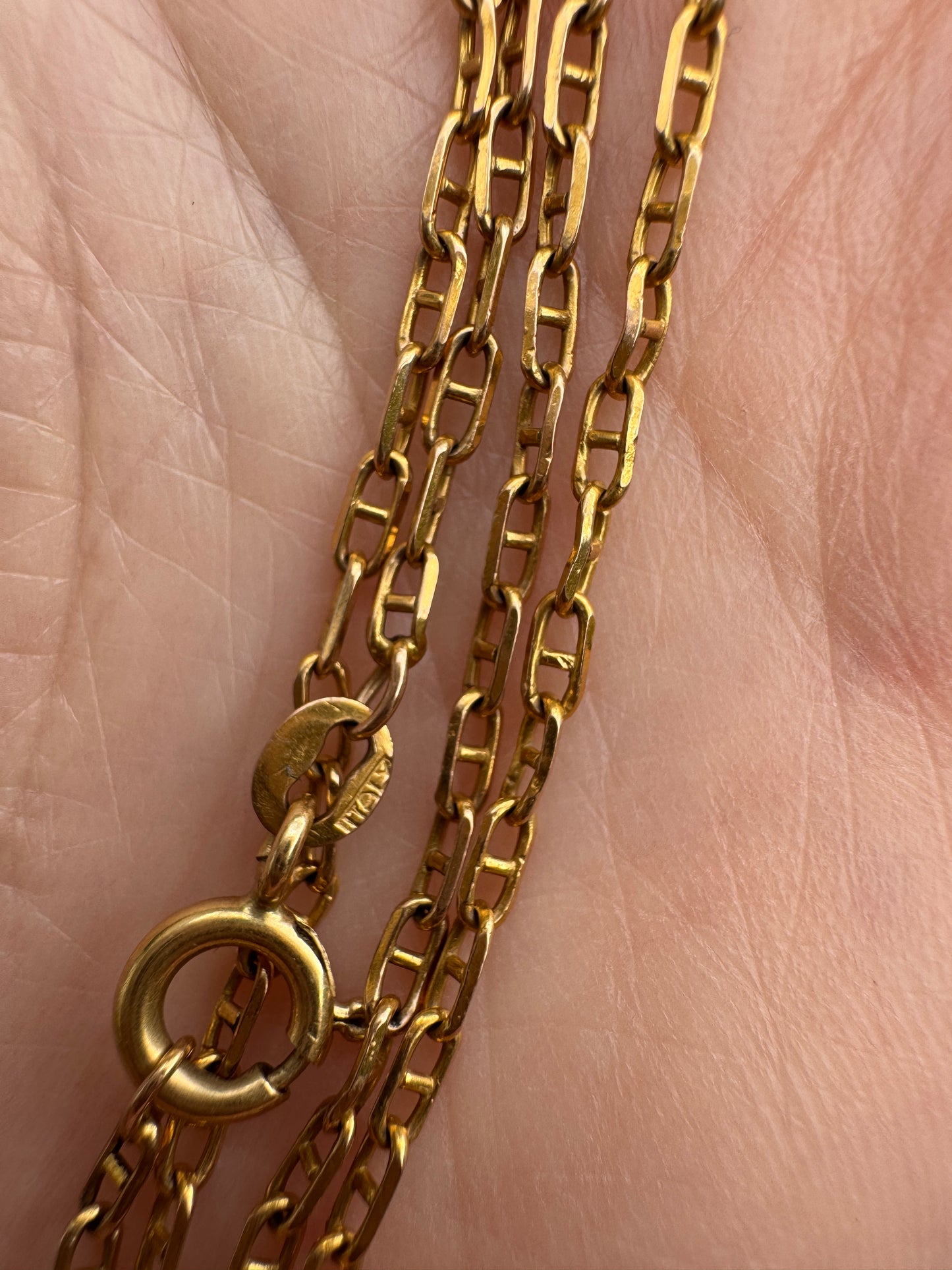 Vintage Italian 9ct yellow gold mariner link chain, 52cm / 20.47 inches long