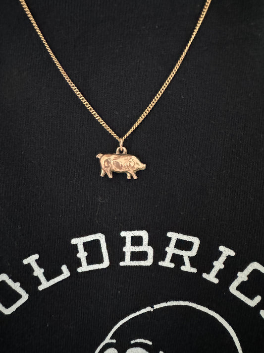 Antique 9ct yellow gold big pig charm