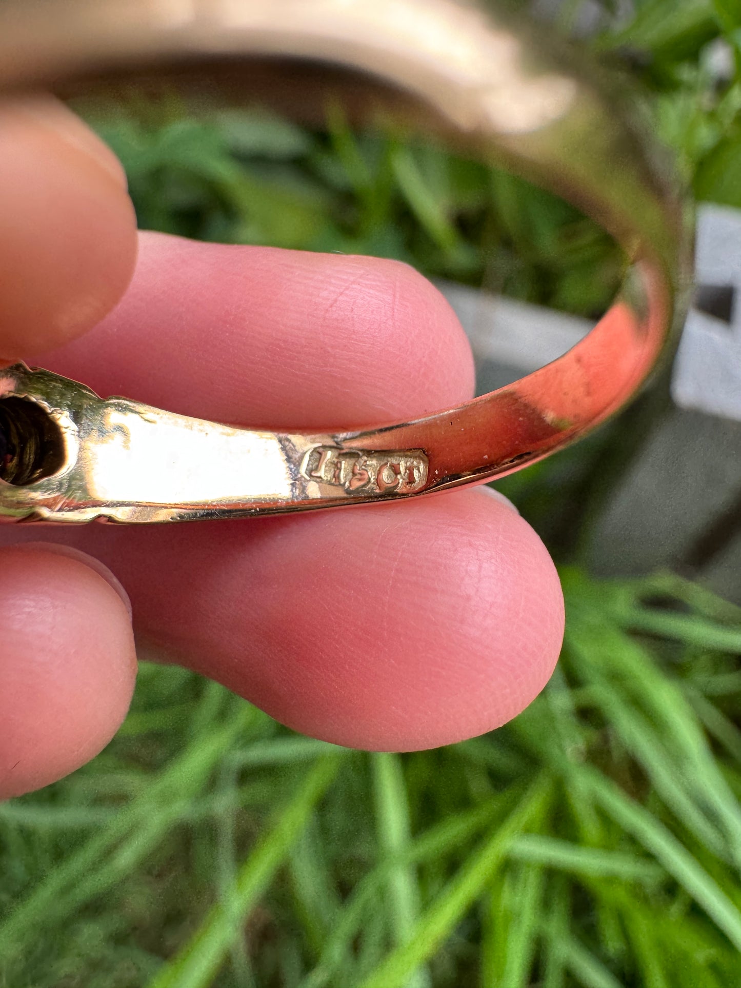 Antique 15ct yellow gold five stone 0.75ct TCW sapphire and 0.6ct TCW old mine cut diamond ring