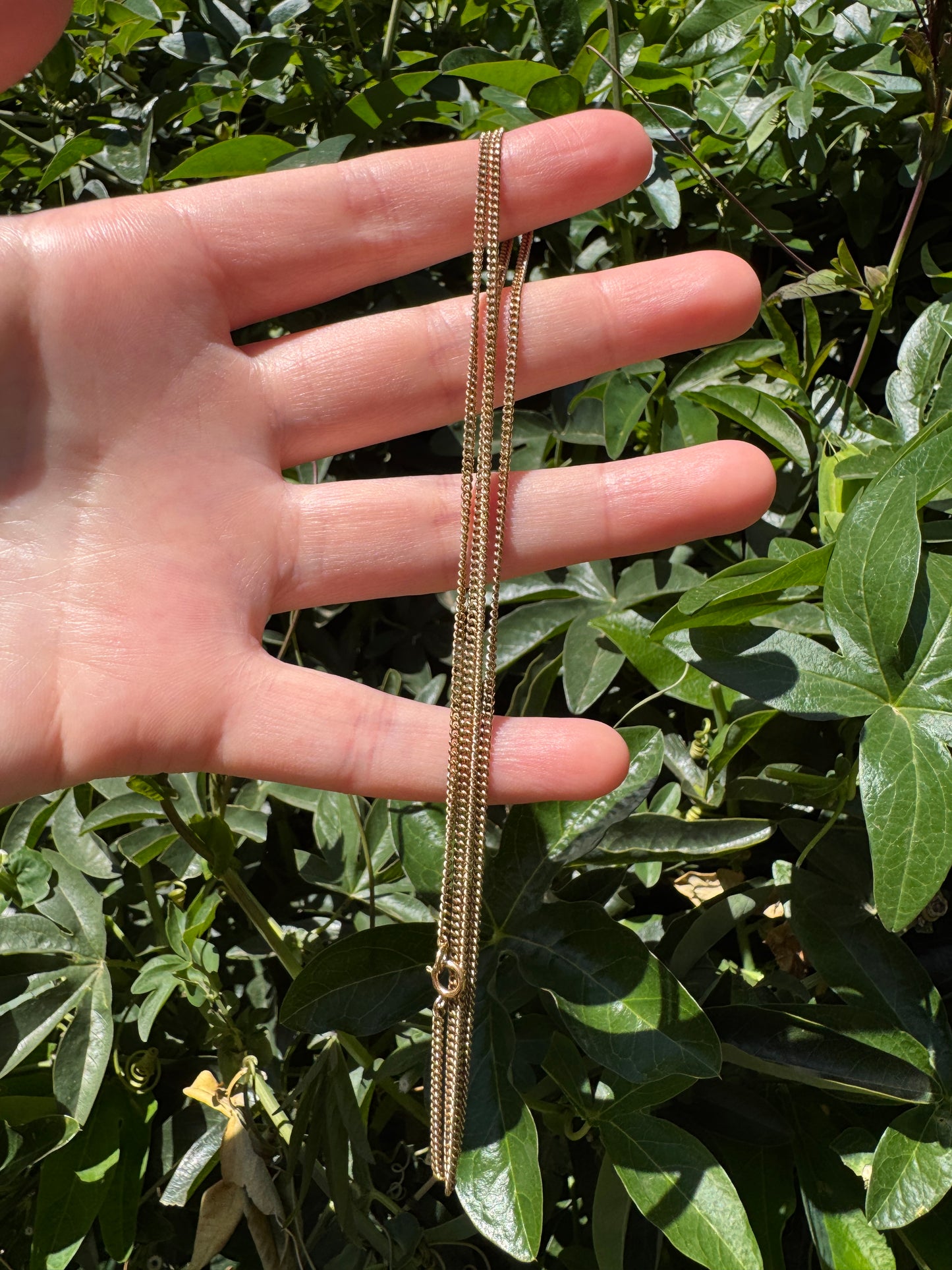 Vintage 9ct yellow gold curb link chain, 61cm / 24.02 inches long