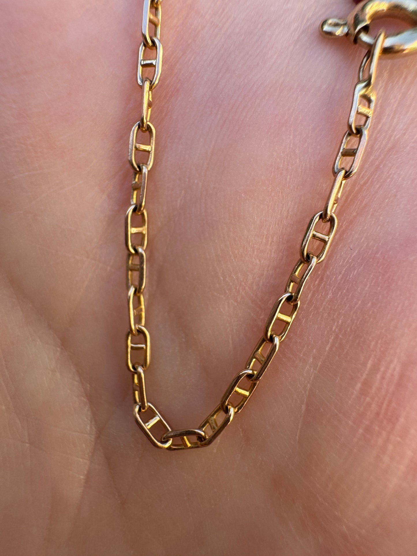 Vintage Italian 9ct yellow gold mariner link bracelet, 19cm / 7.5 inches long