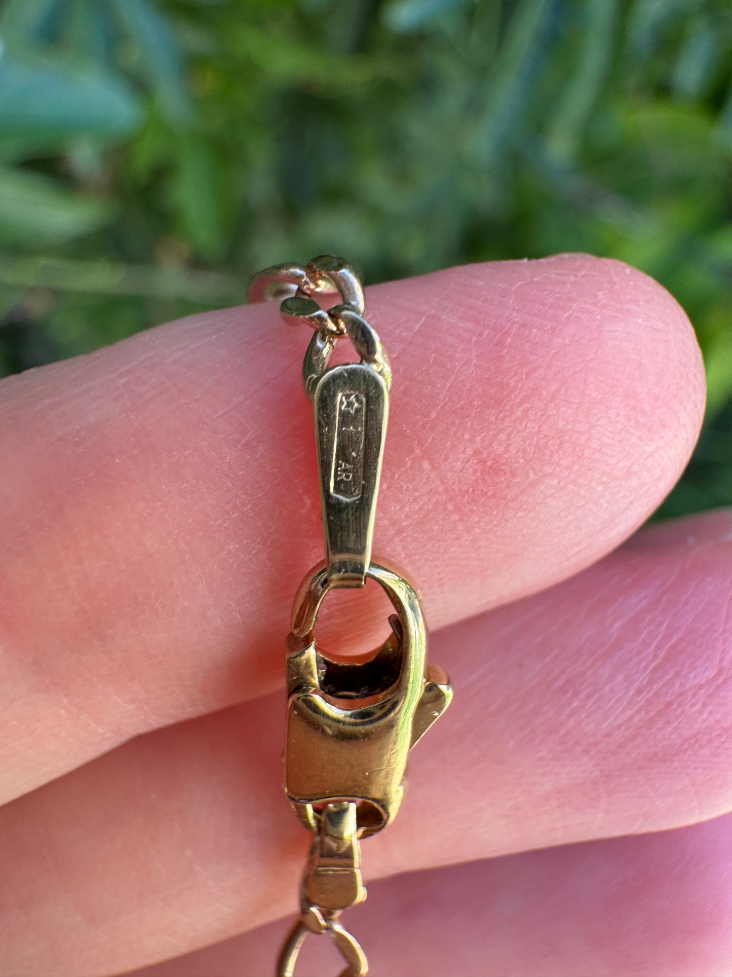 Vintage Italian 9ct yellow gold flat figaro bracelet, 20.5cm / 8.1 inches long