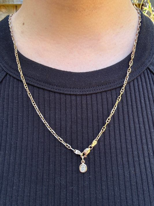 Custom handmade 9ct yellow gold 0.45ct old mine cut diamond bezel set pendant