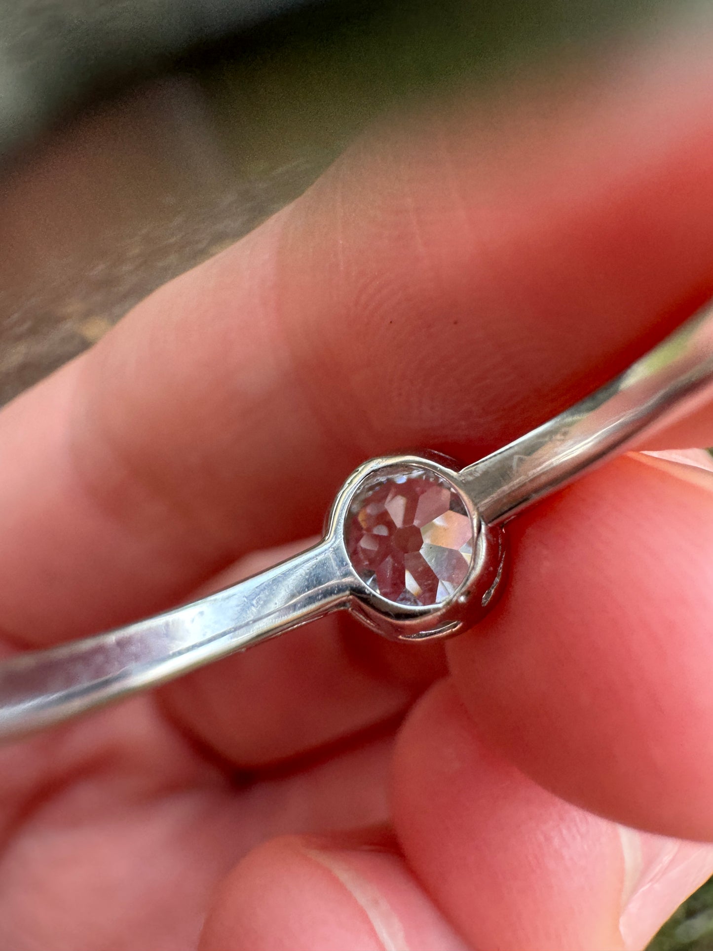 Vintage 18ct white gold 0.57ct old mine cut diamond bezel set solitaire ring