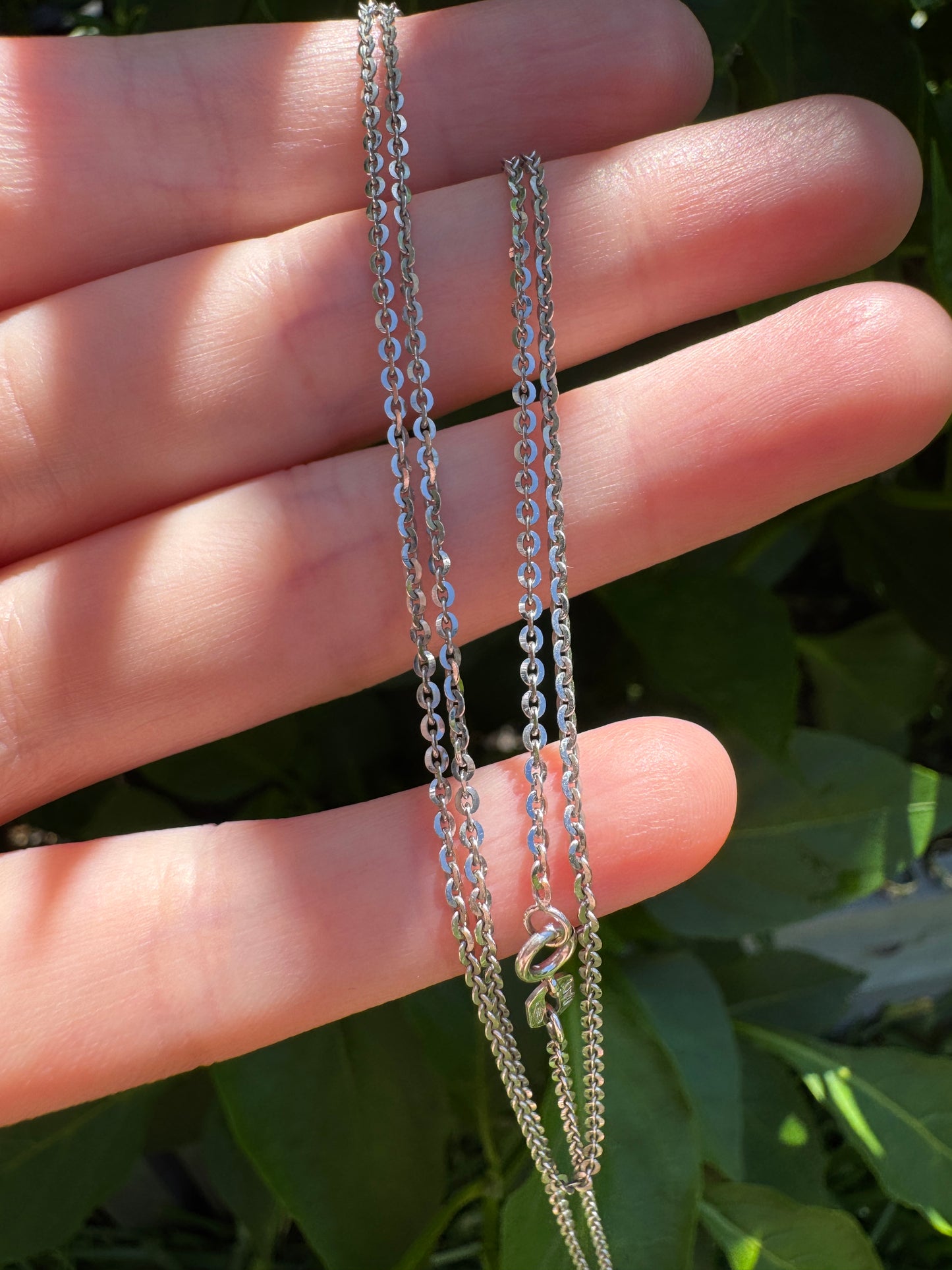 Vintage Italian 9ct white gold cable link chain, 50cm / 19.7 inches long