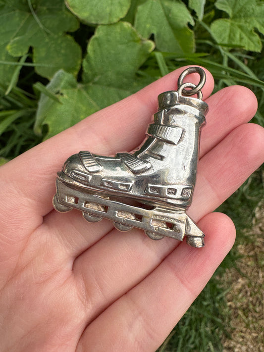 Vintage Tiffany sterling silver rollerblade pendant