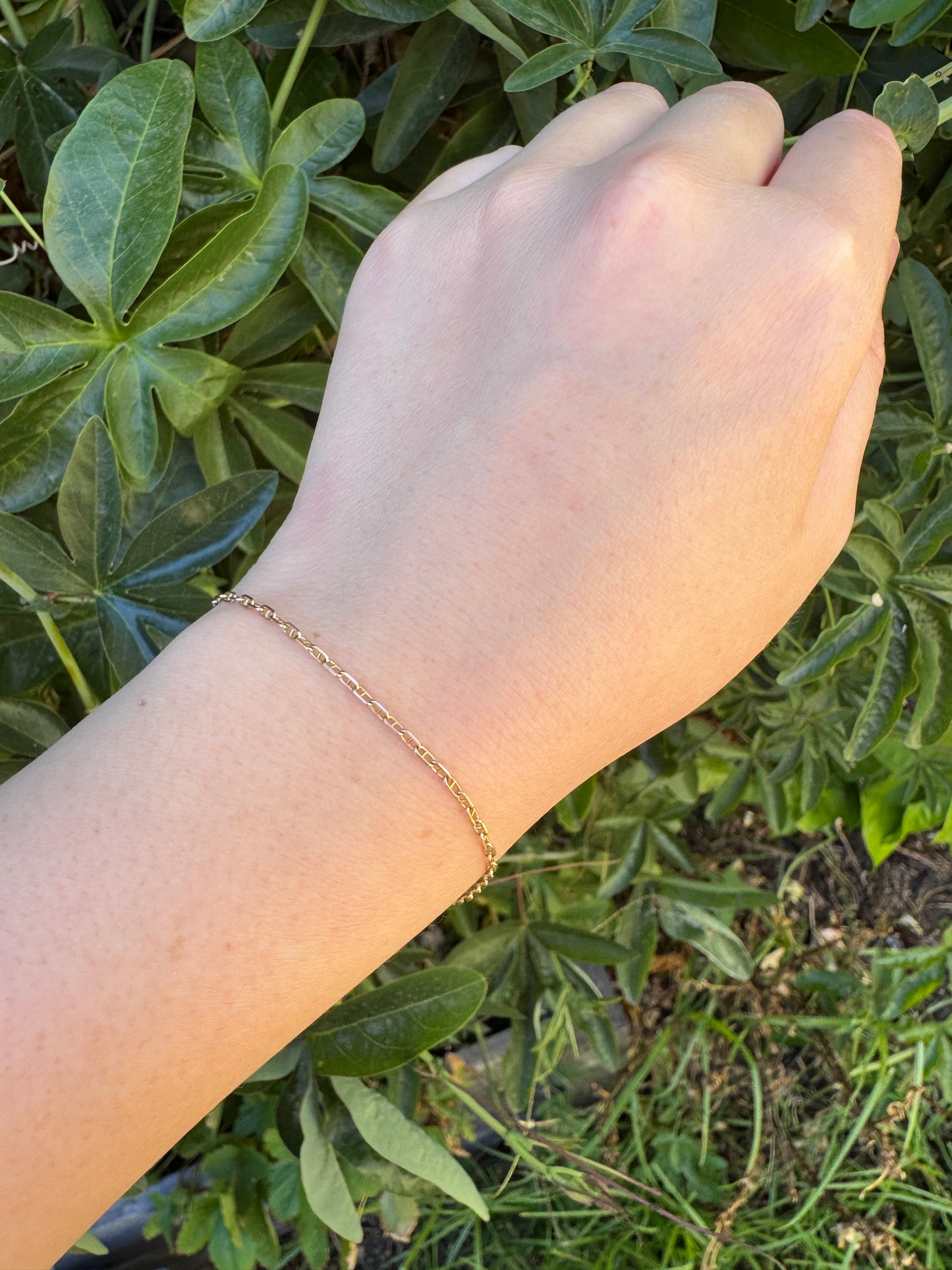 Vintage Italian 9ct yellow gold mariner link bracelet, 19cm / 7.5 inches long