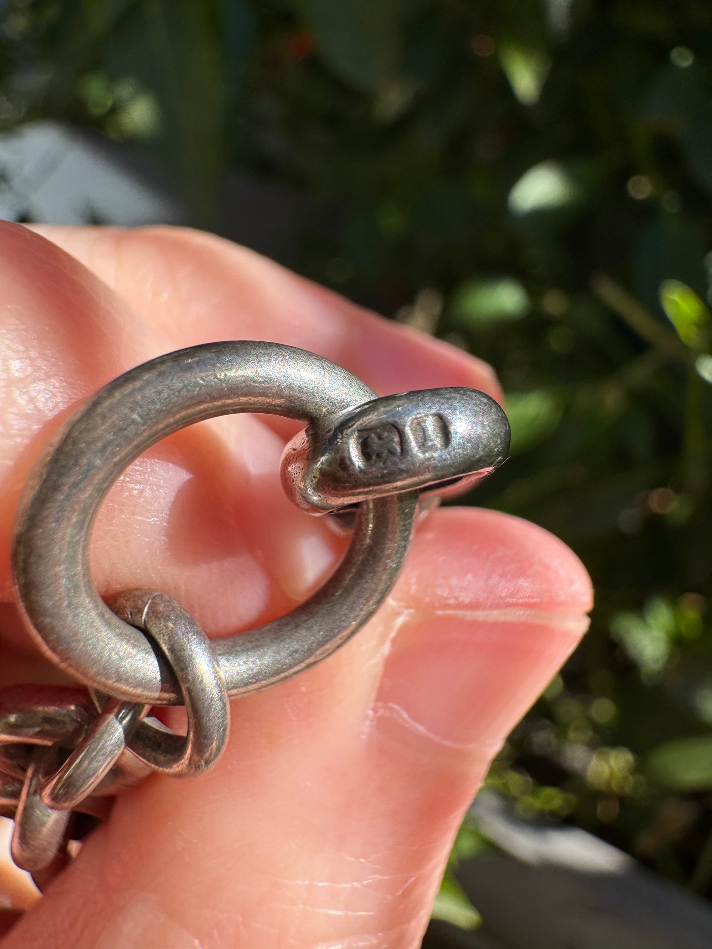 Antique silver trombone link bracelet/chain extender with dog clip, 20.5cm / 8.07 inches long