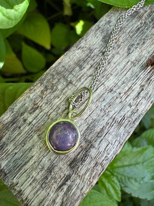 Custom sterling silver African star ruby cabochon pendants