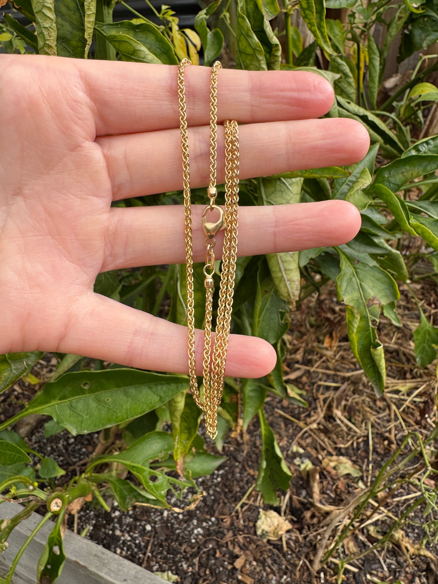 Vintage Italian 14ct yellow gold foxtail chain, 42.5cm / 16.73 inches long