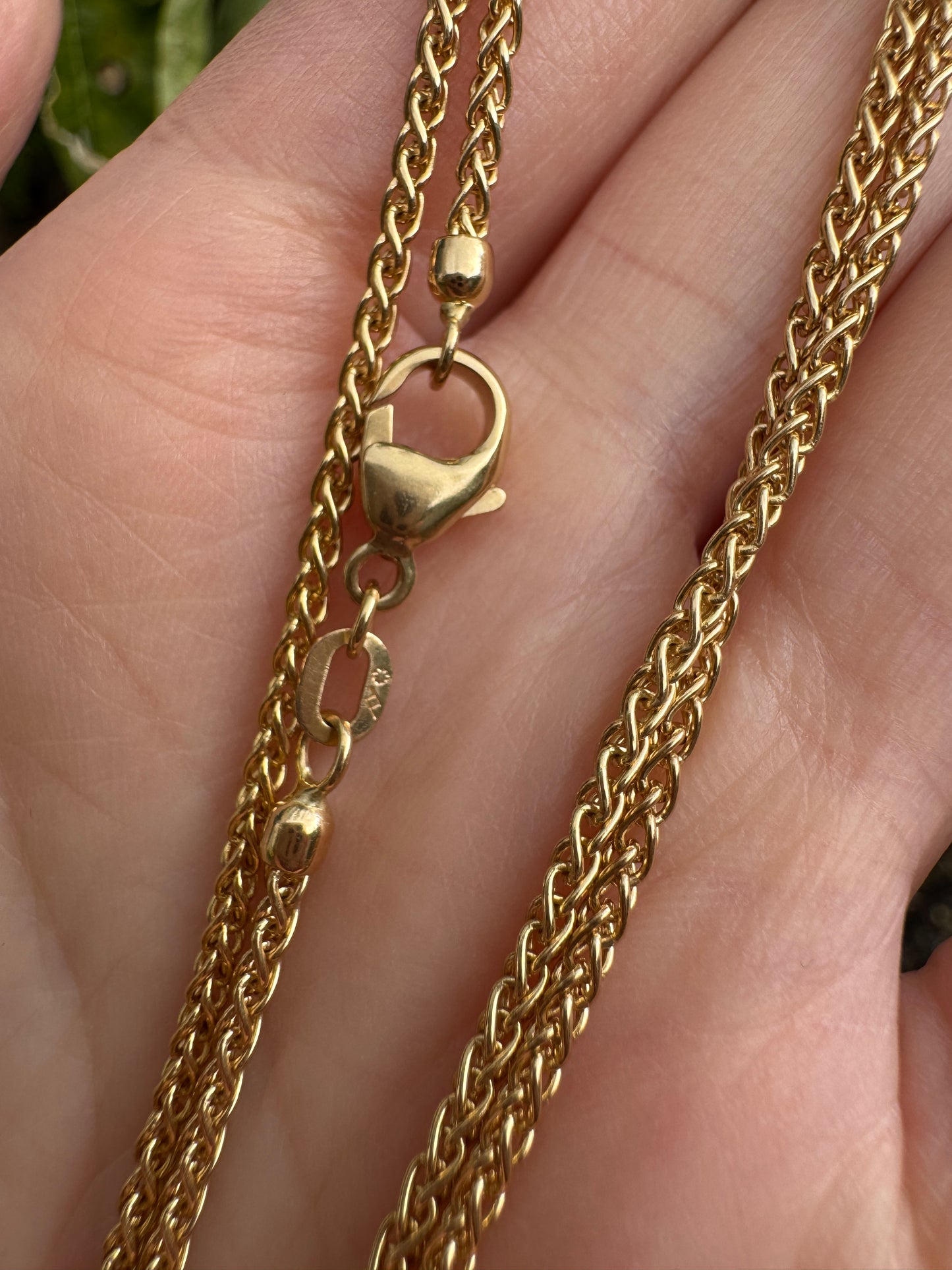 Vintage Italian 14ct yellow gold foxtail chain, 42.5cm / 16.73 inches long