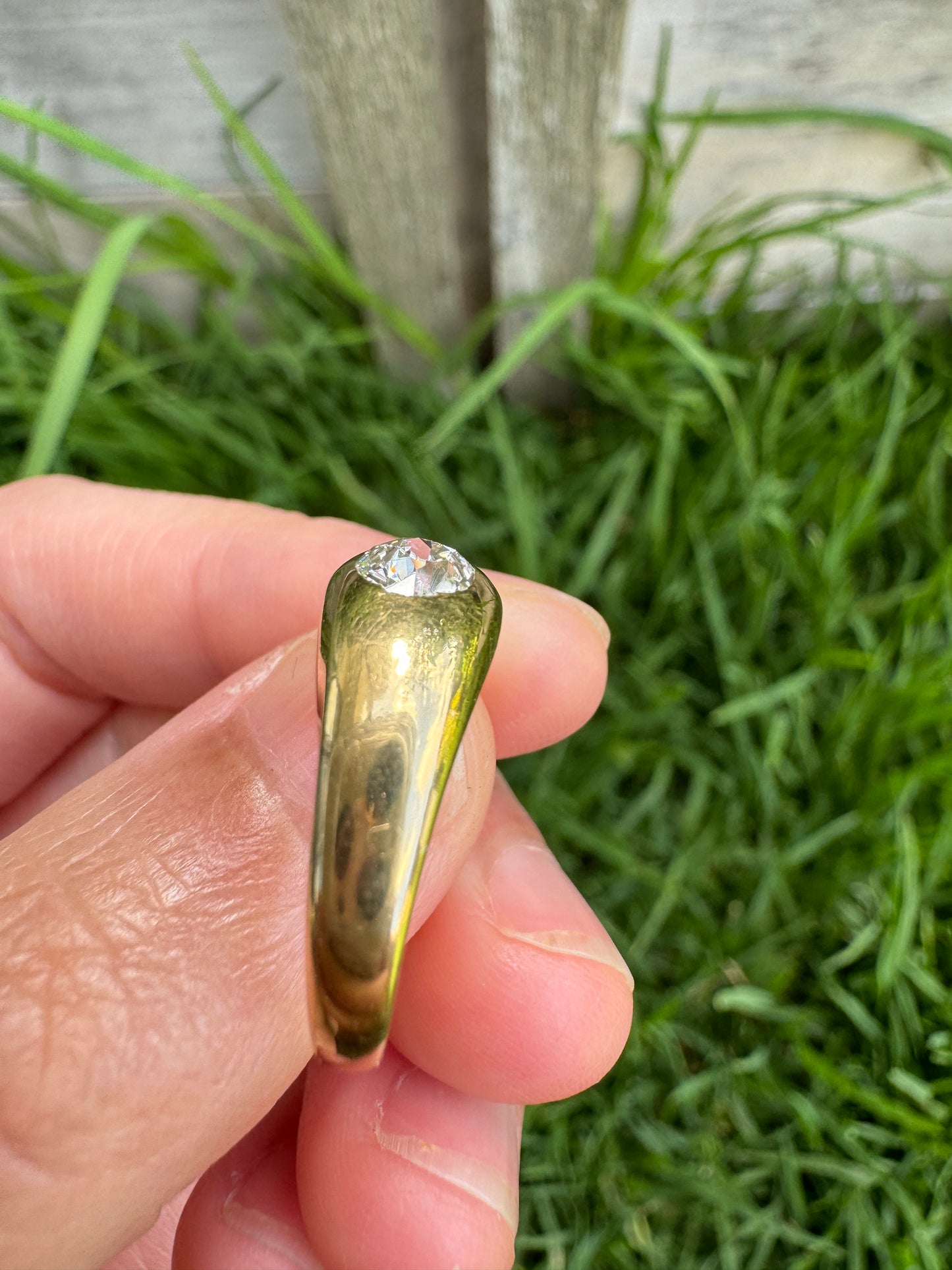 Vintage 18ct yellow gold 0.5ct old mine cut diamond gypsy ring