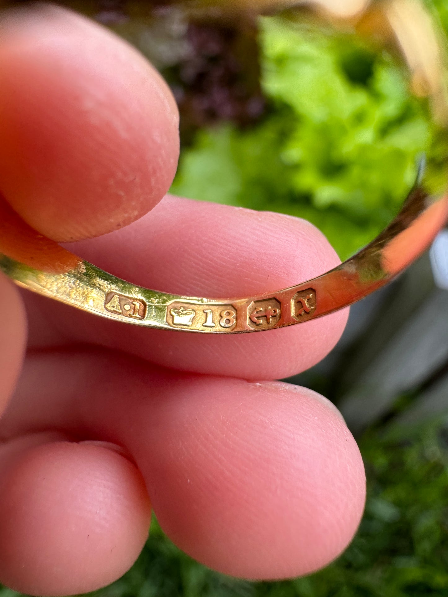 Antique 18ct yellow gold three stone rose cut diamond starset gypsy ring