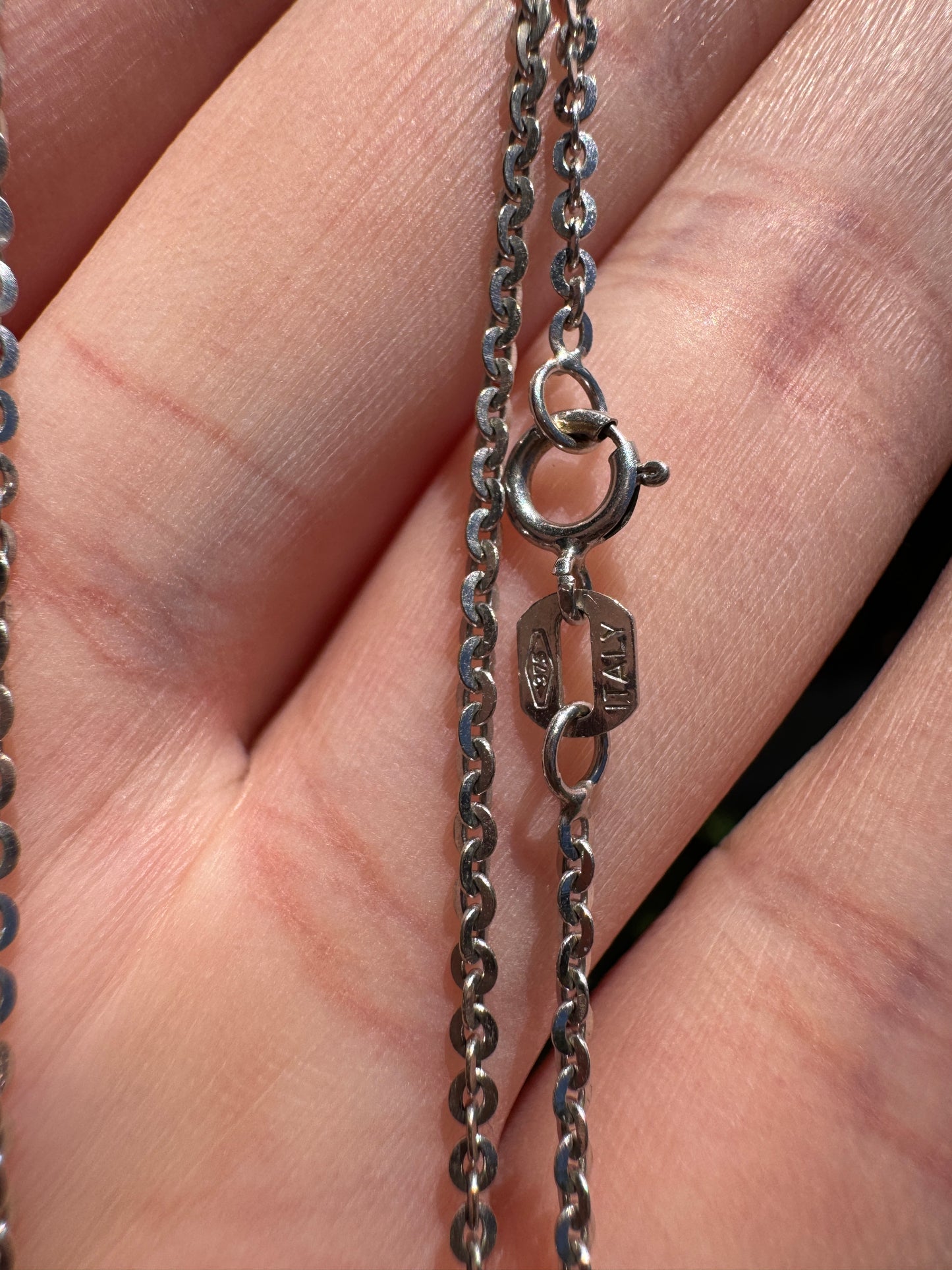 Vintage Italian 9ct white gold cable link chain, 50cm / 19.7 inches long