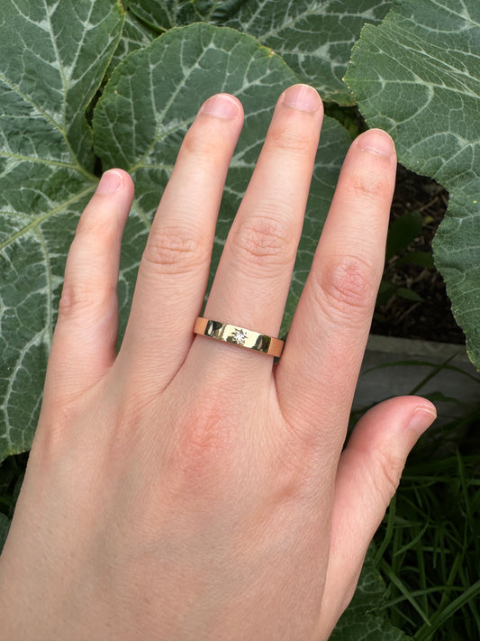 Vintage 9ct yellow gold 3pt single cut diamond starset gypsy ring