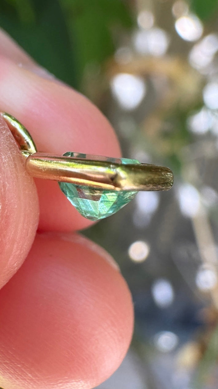 Custom handmade 9ct yellow gold 0.37ct natural emerald bezel set pendant