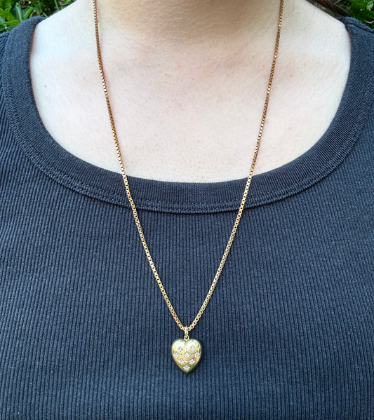 Antique English Victorian 15ct yellow gold rose cut diamond starset heart pendant