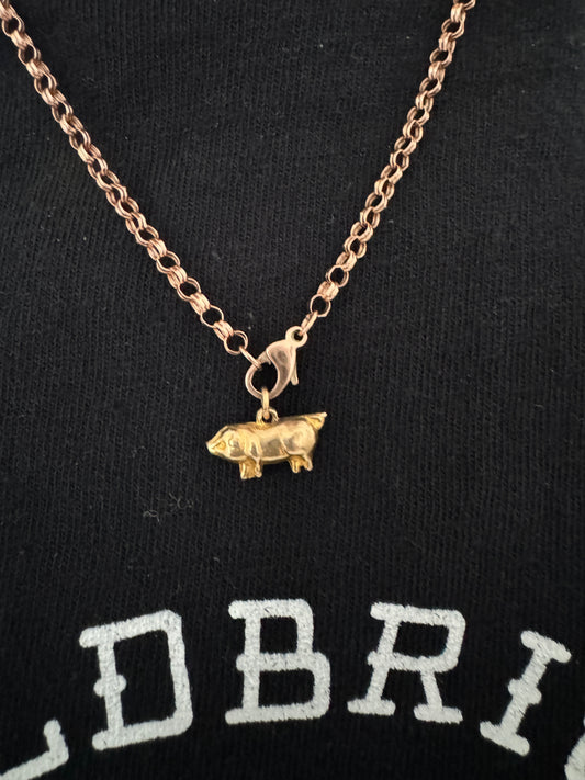 Antique 9ct yellow gold small pig charm