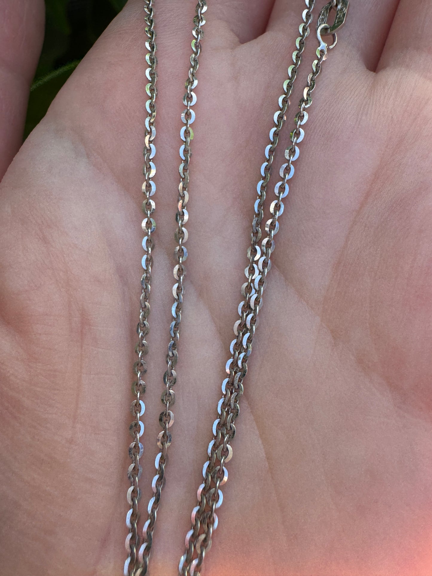 Vintage Italian 9ct white gold cable link chain, 50cm / 19.7 inches long