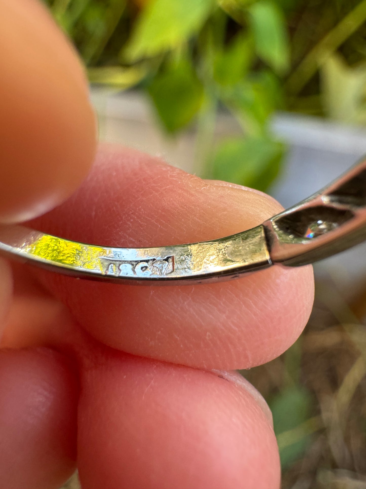 Antique Australian 18ct white gold six stone single cut diamond half eternity ring