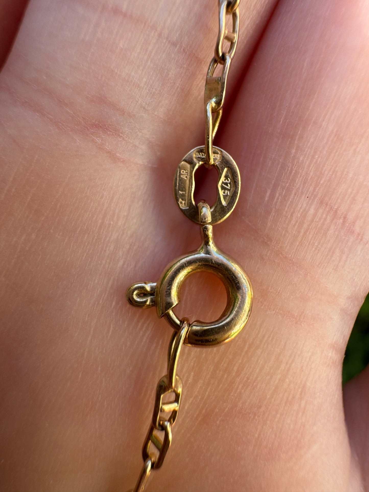 Vintage Italian 9ct yellow gold mariner link bracelet, 19cm / 7.5 inches long