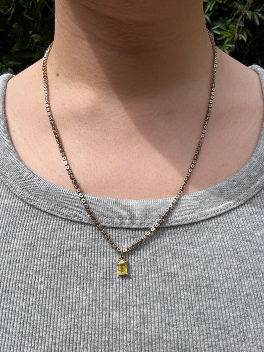Custom handmade recycled 9ct yellow gold 1.25ct natural yellow sapphire prong set pendant