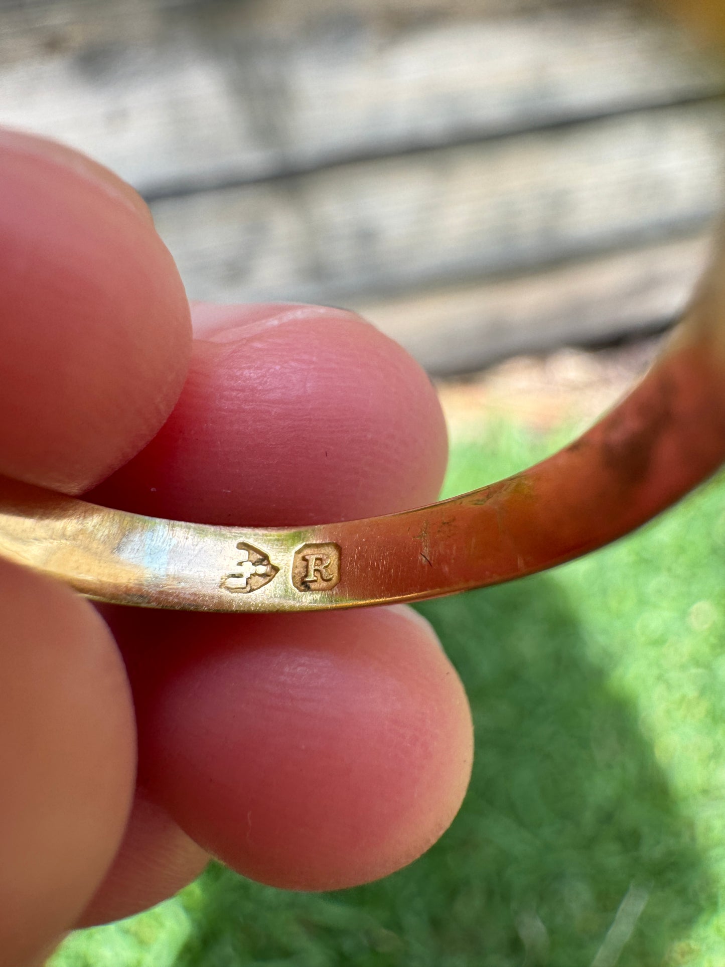 Antique Victorian 18ct yellow gold three stone starset sapphire and old cut diamond gypsy ring