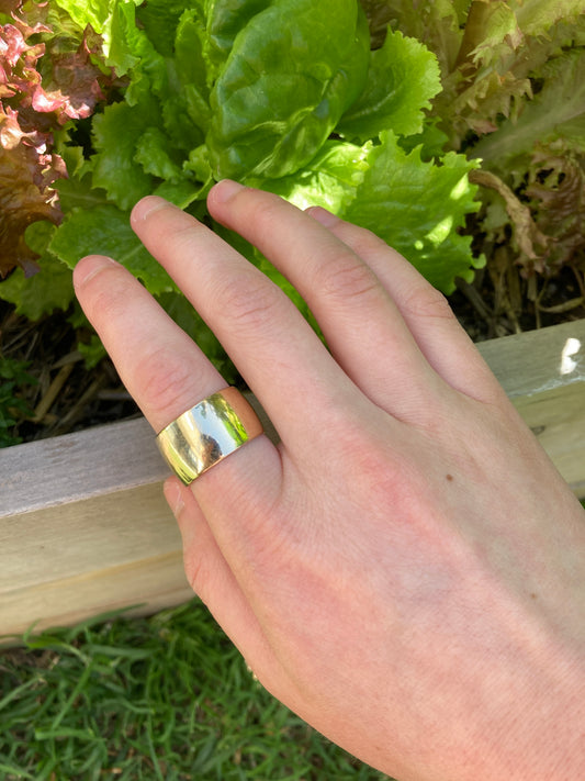 Vintage 9ct yellow gold cigar band, 11.95mm wide