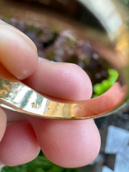 Vintage 14ct yellow gold three stone 0.2ct TCW old mine cut and brilliant cut diamond starset gypsy ring