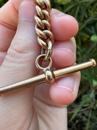 Antique 9ct yellow gold t-bar with extra gold links