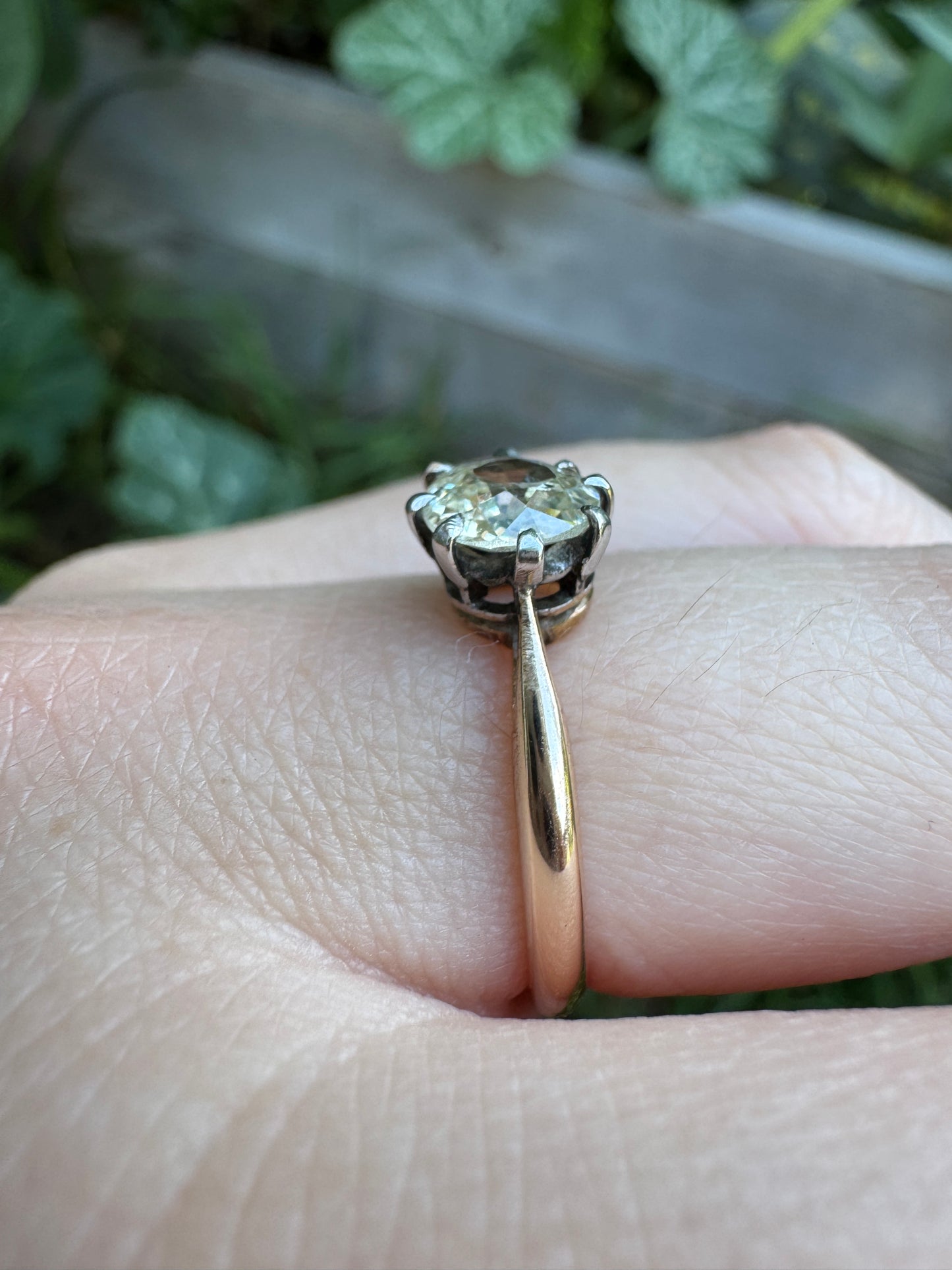 Vintage 18ct yellow gold 0.82ct old mine cut diamond solitaire ring