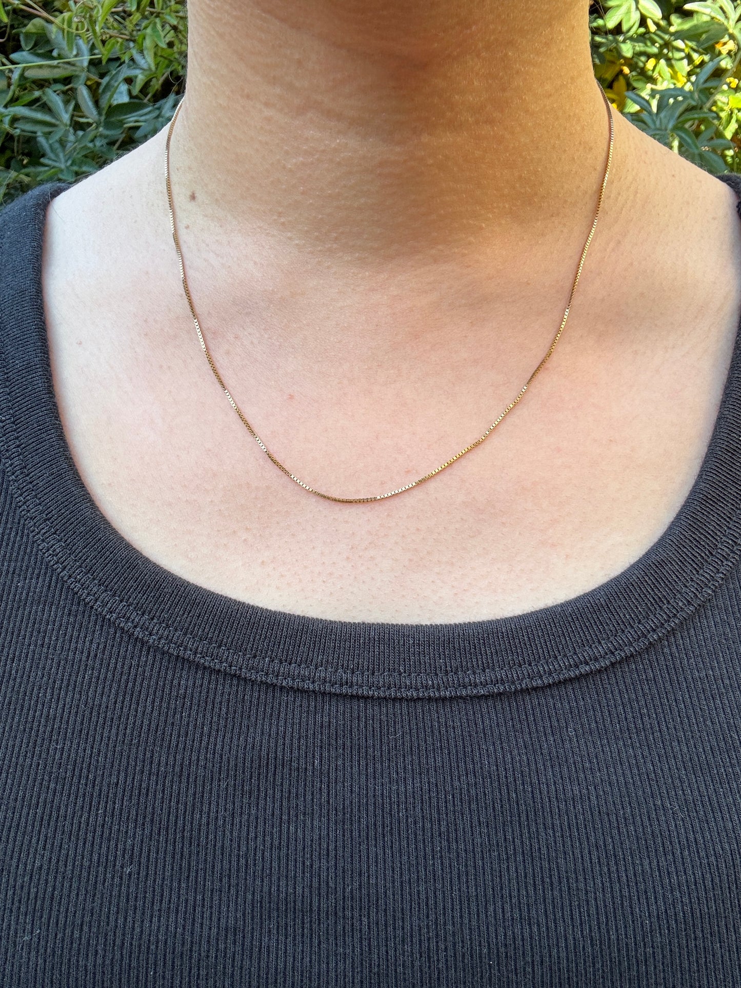 Vintage 9ct yellow gold box chain, 46cm / 18.11 inches long