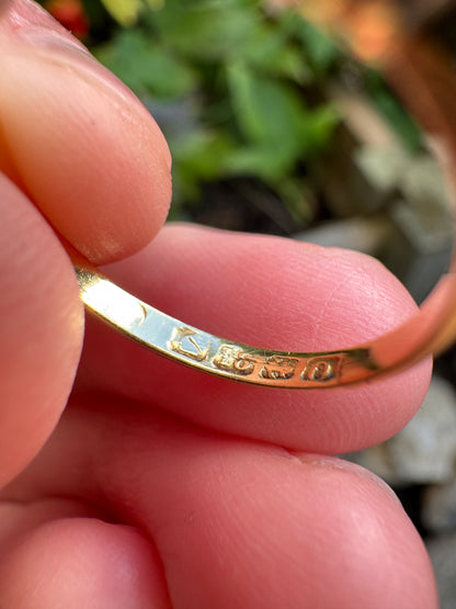 Antique English 18ct gold old cut diamond five stone ring