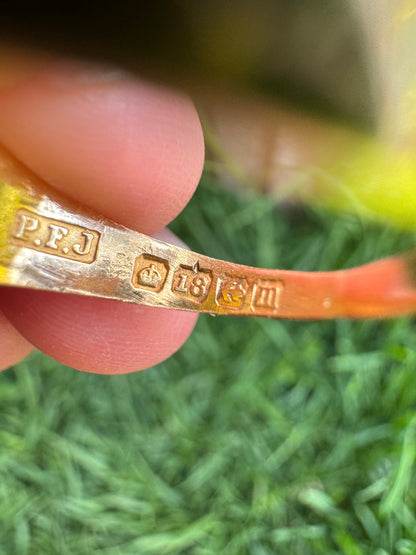 Antique 18ct yellow gold three stone 0.18ct TCW old mine cut diamond starset gypsy ring
