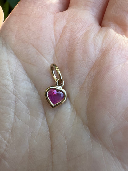 Custom 9ct yellow gold 0.56ct pink sapphire heart bezel set pendant