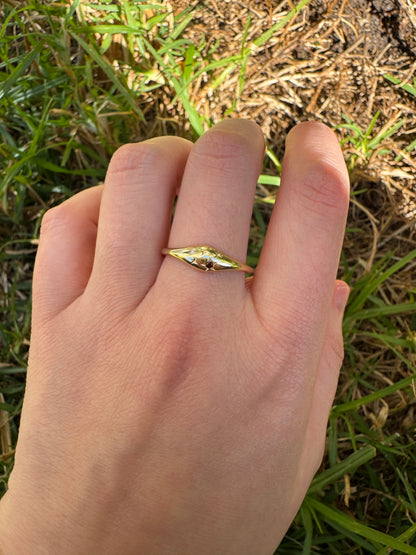 Vintage 14ct yellow gold diamond and garnet starset gypsy ring