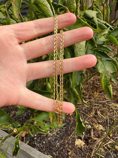 Vintage Italian 18ct yellow gold hayseed/barleycorn link chain, 49cm / 19.29 inches long
