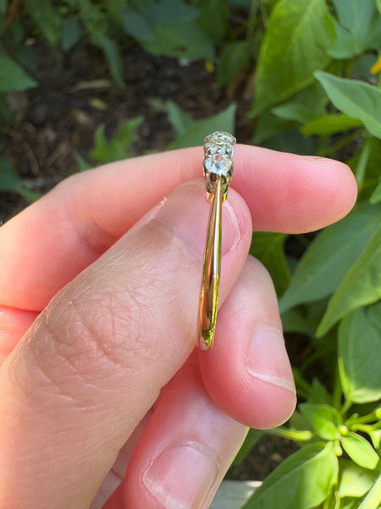 Vintage 18ct yellow gold and platinum five stone 0.38ct TCW old mine cut and old European cut diamond ring