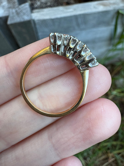 Antique 18ct gold old European cut diamond four stone ring