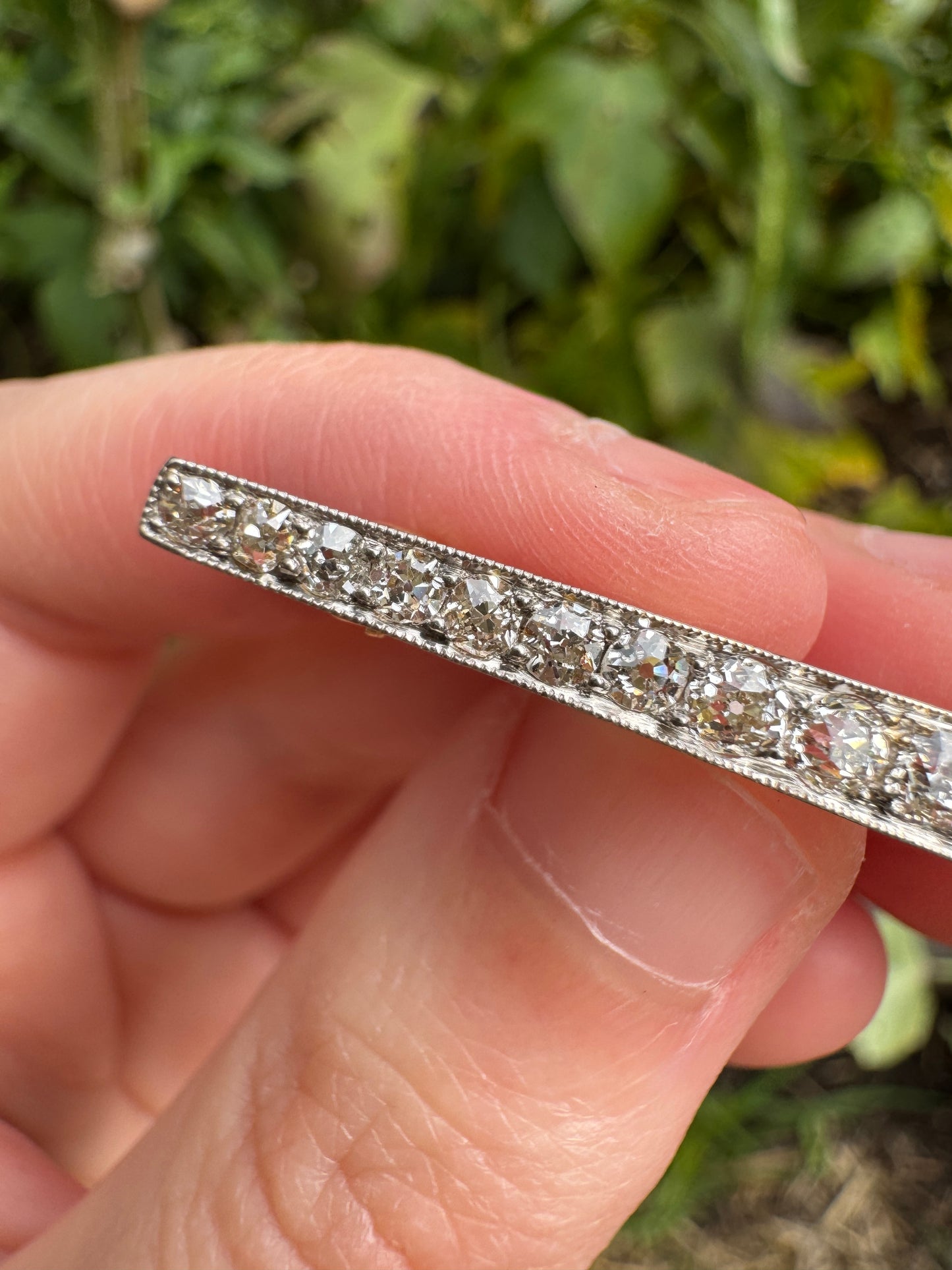 Antique old mine cut diamond brooch/chain extender