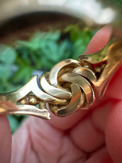 Antique Edwardian 18ct yellow gold turquoise cabochon knot ring