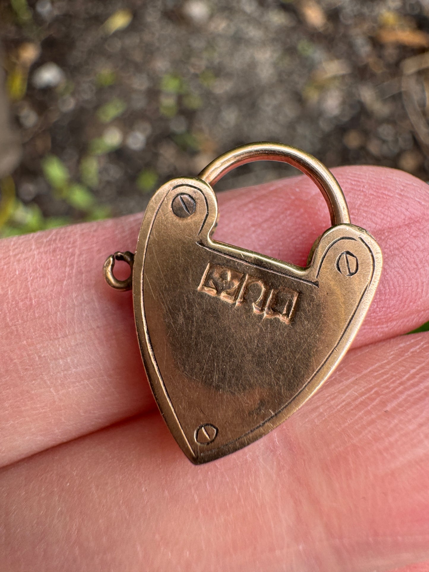 Antique Australian 9ct rosy yellow gold engraved padlock pendant