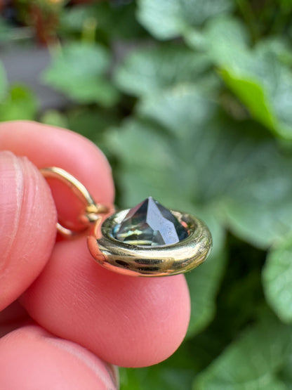 Custom handmade recycled 9ct yellow gold 1.03ct Australian parti sapphire bezel set pendant